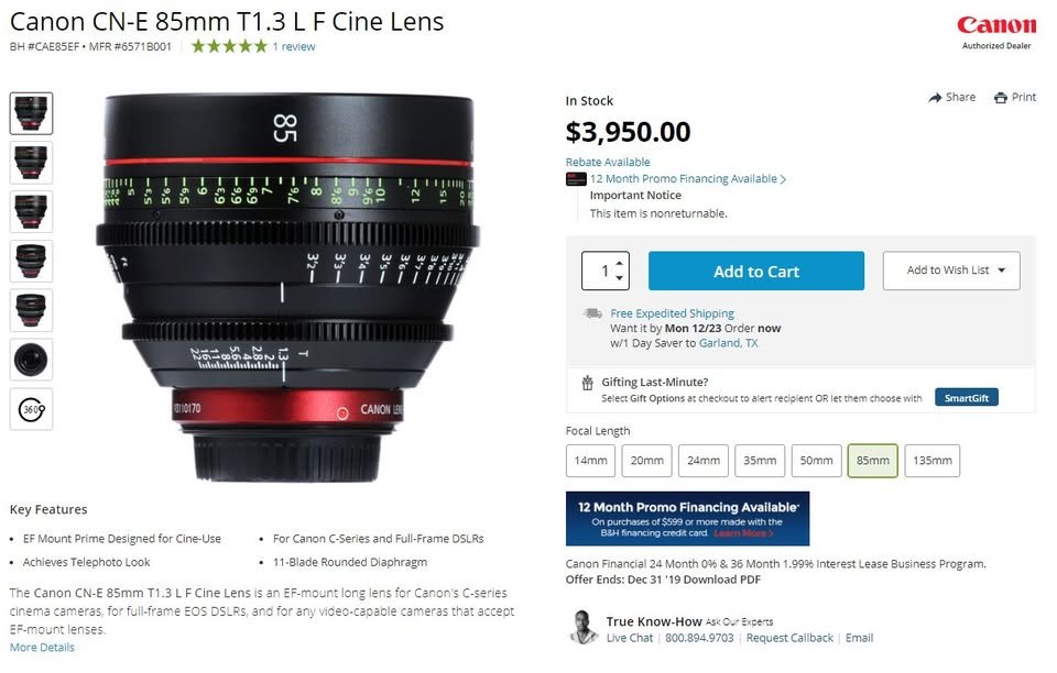 Canon CN-E 85mm T1.3 Cine lens - Image 11